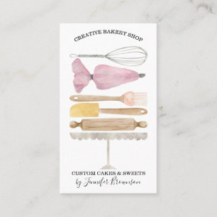 Carte De Visite Chef Pâtissier de Boulangerie Décor de Gâteau à l'