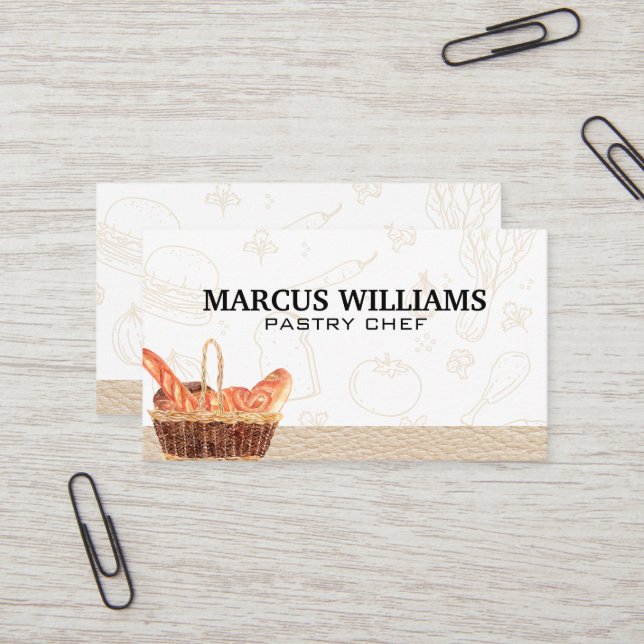 Carte De Visite Chef pâtissier | Panier de pain (Devant/Arrière en situation)