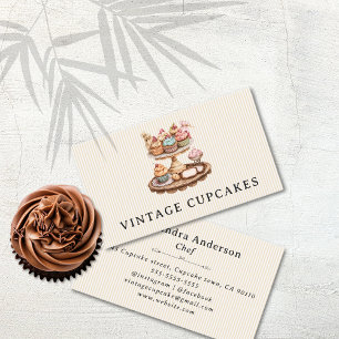 Carte De Visite Chef pâtissier vintage Cupcake