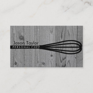 Carte De Visite Chef personnel boulangerie Whisk Grey Wood