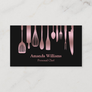 Carte De Visite Chef Personnel Cuisine Cuisine Argent Ustensiles