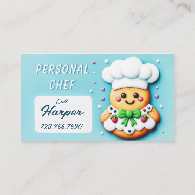 Carte De Visite Chef personnel cuisinier chef cuisinier (Dos)