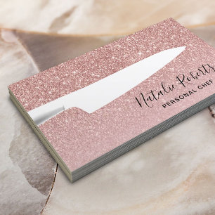 Carte De Visite Chef personnel Knife Moderne Blush Rose Gold Parti