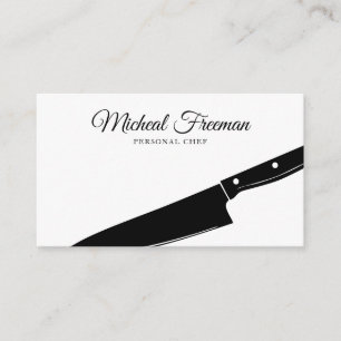 Carte De Visite Chef personnel minimaliste de couteau noir et blan