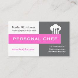 Carte De Visite Chef personnel minimaliste gris, blanc, rose chaud