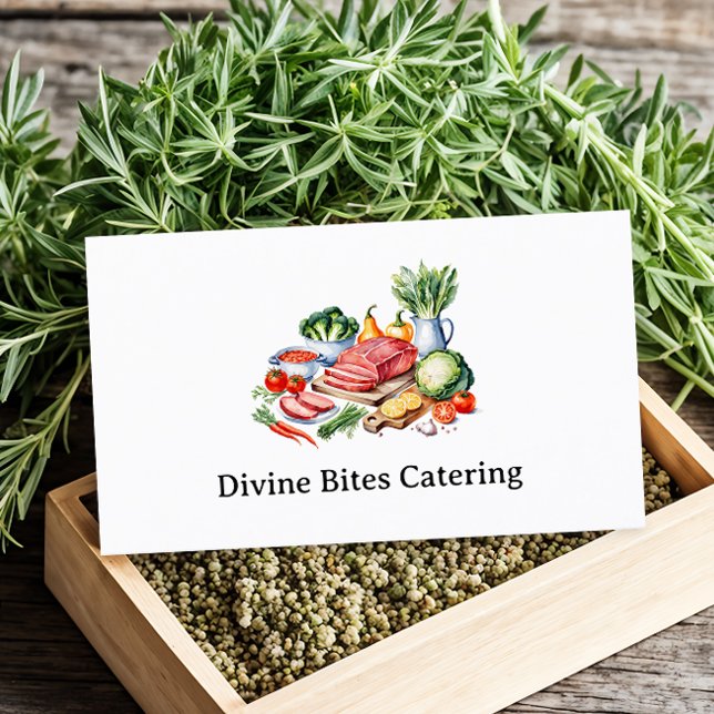 Carte De Visite Chef Personnel Moderne Aquarelle Dîner (Créateur téléchargé)