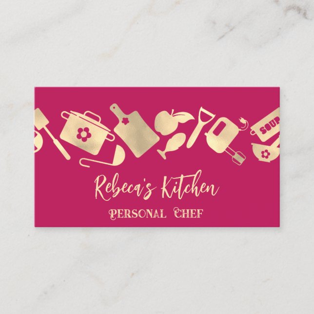 Carte De Visite Chef personnel Restaurant Logo de restauration QR  (Devant)