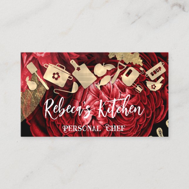 Carte De Visite Chef personnel Restaurant Restauration QR Logo Ros (Devant)
