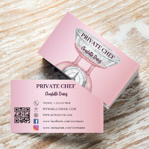 Carte De Visite Chef privé à l'échelle rose femelle QR code