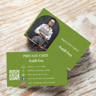 Carte De Visite Chef privé basilic arche photo verte code QR
