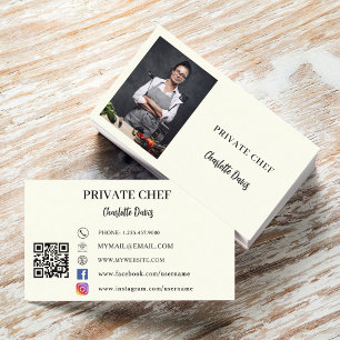 Carte De Visite Chef privé ivoire photo traiteur code QR