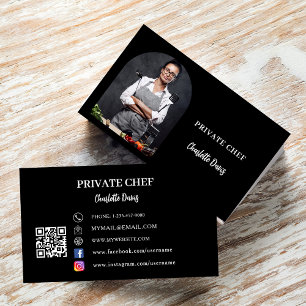Carte De Visite Chef privé noir blanc photo arche code QR