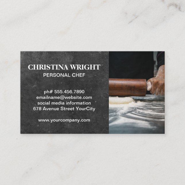 Carte De Visite Chef Rolling Dough | Pâtisserie et farine (Devant)