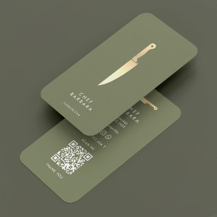 Carte De Visite Chef Sage Faux Gold Knife Moderne