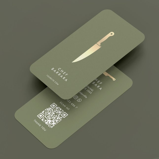 Carte De Visite Chef Sage Faux Gold Knife Moderne (Chef Sage Faux Gold Knife Modern Business Card
)