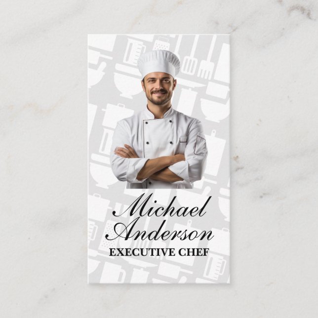 Carte De Visite Chef souriant en uniforme | Culinaire | Restaurant (Devant)
