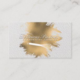 Carte De Visite Chef Whisk   Spatter à huile d'or   Texture blanch