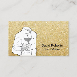 Carte De Visite Chef Wine Sommelier Parties scintillant d'or moder
