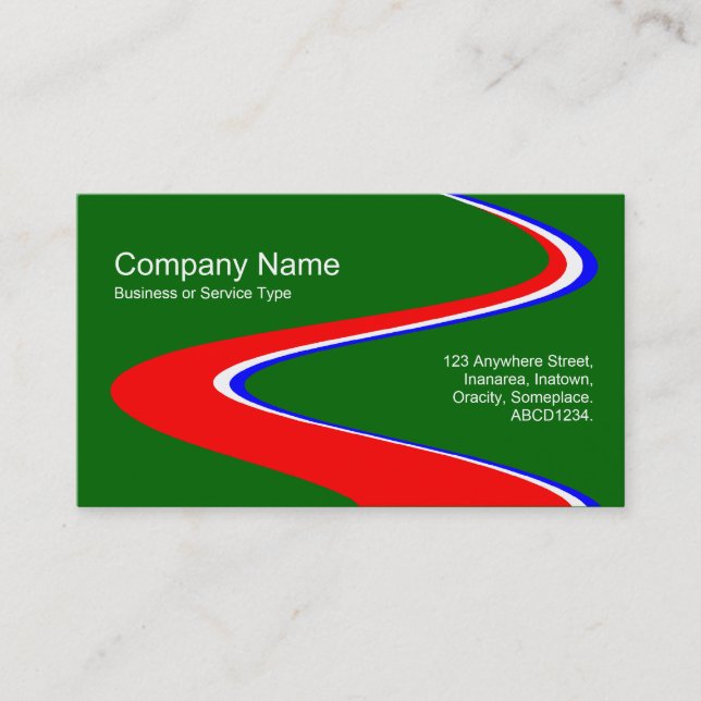 Carte De Visite Chemin ZigZag - Rouge, Blanc et Bleu - Sur Vert (Devant)