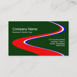 Carte De Visite Chemin ZigZag - Rouge, Blanc et Bleu sur Vert fonc