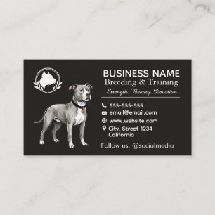 Carte De Visite Chenil & Éleveur de Pit Bull Terrier Noir