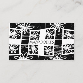 Carte De Visite Chèque floral créatif noir blanc