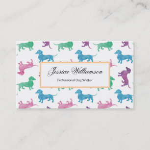 Carte De Visite Cher Dachshund Pastel Marcheur de chien couleur