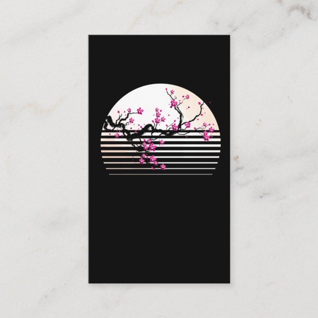 Carte De Visite Cherry Blossom Japonais Retro Sunset Sakura Tree (Devant)