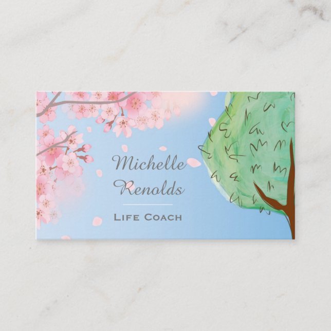 Carte De Visite Cherry Blossom Tree Nature Garden Custom (Devant)