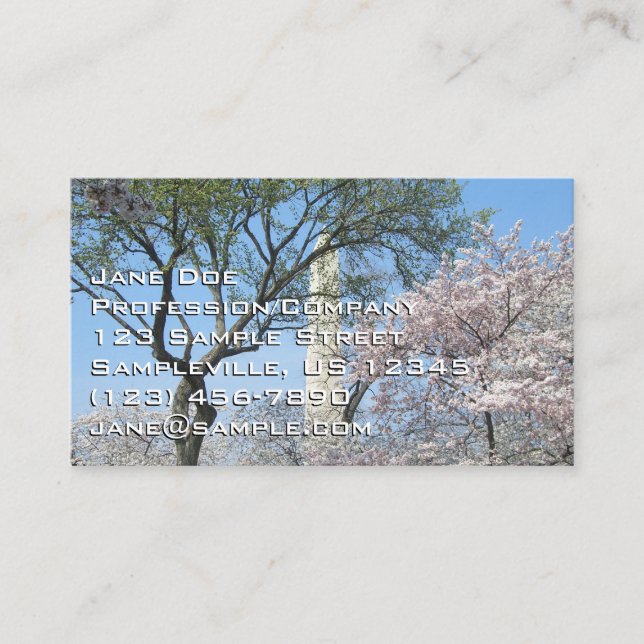 Carte De Visite Cherry Blossoms et le monument de Washington à DC (Devant)