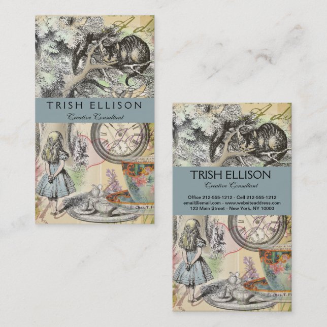 Carte De Visite Cheshire Chat Alice Wonderland Classic (Devant / Derrière)