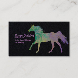 Carte De Visite Cheval ardent en violet sur Arrière - plan noir