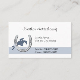 Carte De Visite Cheval bleu sautant par un fer à cheval