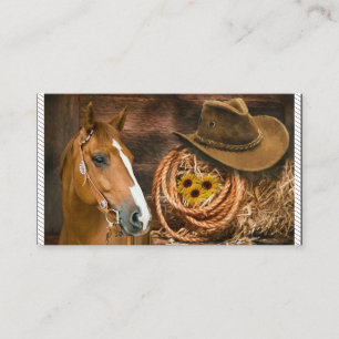 Carte De Visite Cheval Cowboy Casquette Lasso Western Motif