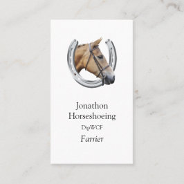 Carte De Visite Cheval de châtaigne dans un fer à cheval argenté