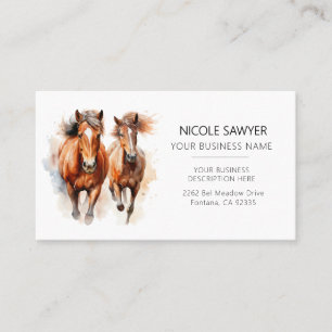 Carte De Visite Cheval Equin Professionnel Équestre Personnalisé