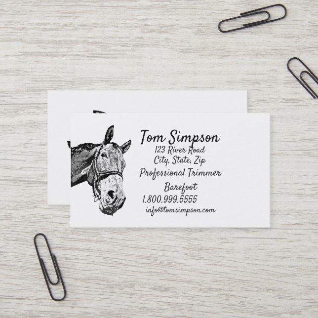 Carte de visite Cheval Farrier Personnalisé (Devant/Arrière en situation)