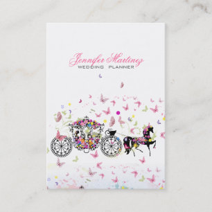 Carte De Visite Cheval mariage & Fleurs de transport & Papillons