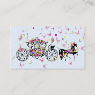 Carte De Visite Cheval mariage & Fleurs de transport & Papillons 2
