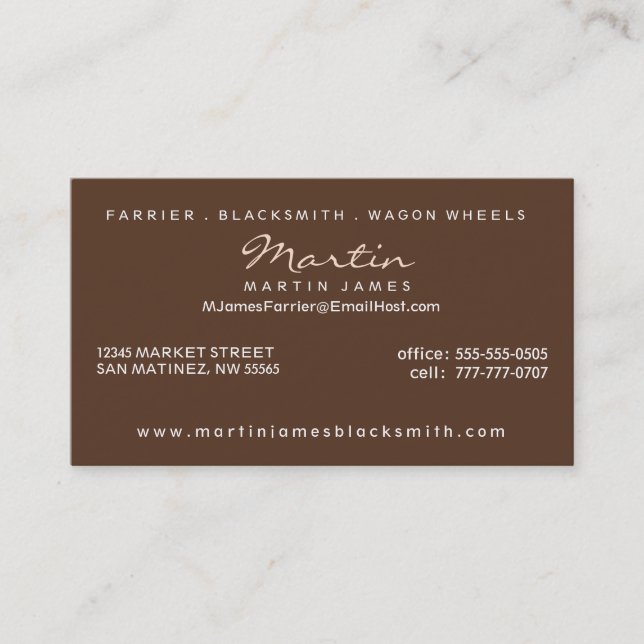 Carte De Visite Cheval sous la Sepia de chêne avec Monogramme (Devant)