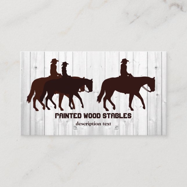 Carte De Visite Cheval Stables Western Horseback Bois Patiné (Devant)