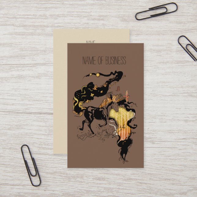 Carte De Visite Cheval stylisé de silhouette (Devant/Arrière en situation)