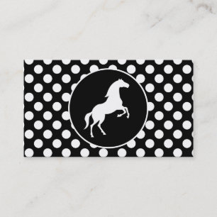 Carte De Visite Cheval sur Pois noirs et blancs