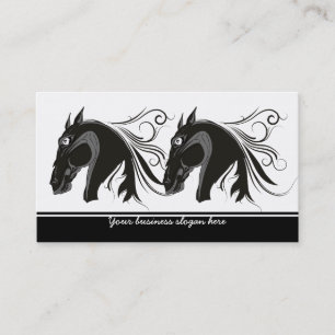 Carte De Visite Cheval tribal noir et blanc chef d'entreprise sur 