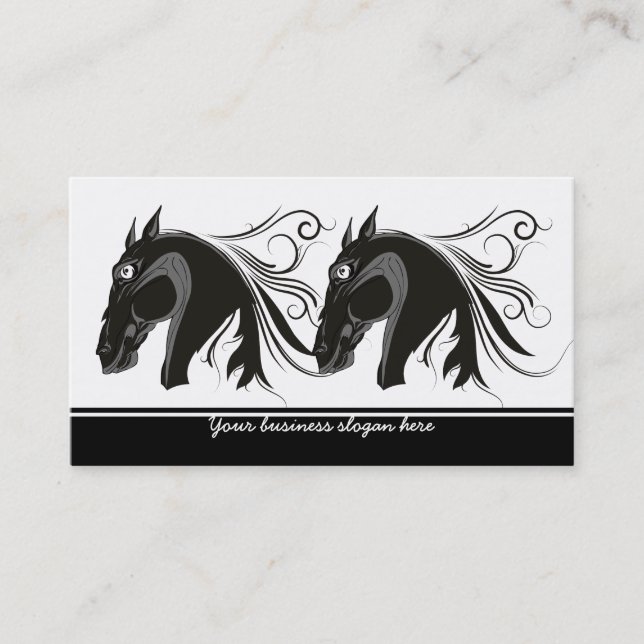 Carte De Visite Cheval tribal noir et blanc chef d'entreprise sur  (Devant)