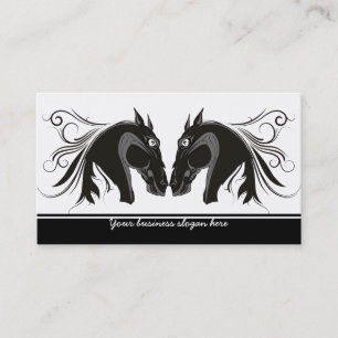 Carte De Visite Cheval tribal noir et blanc chef d'entreprise sur 