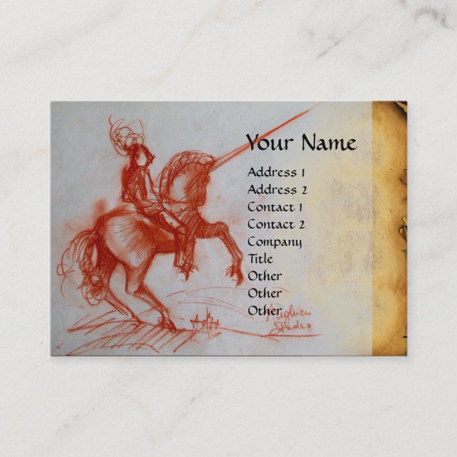 Carte De Visite CHEVALIER FLORENTINE SUR HORSEBACK Gem monogramme (Devant)