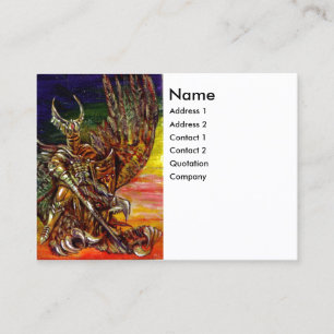Carte De Visite CHEVALIER SOMBRE ET Imaginaire DRAGON Blanc