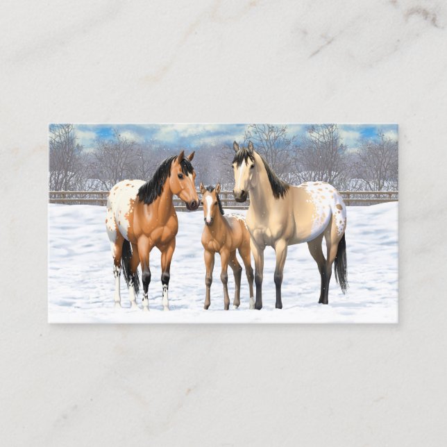 Carte De Visite Chevaux Appaloosa En Peau De Bouche En Neige (Devant)