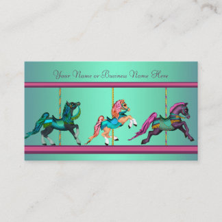 Carte De Visite Chevaux de carrousel peints bleu sarcelle violet